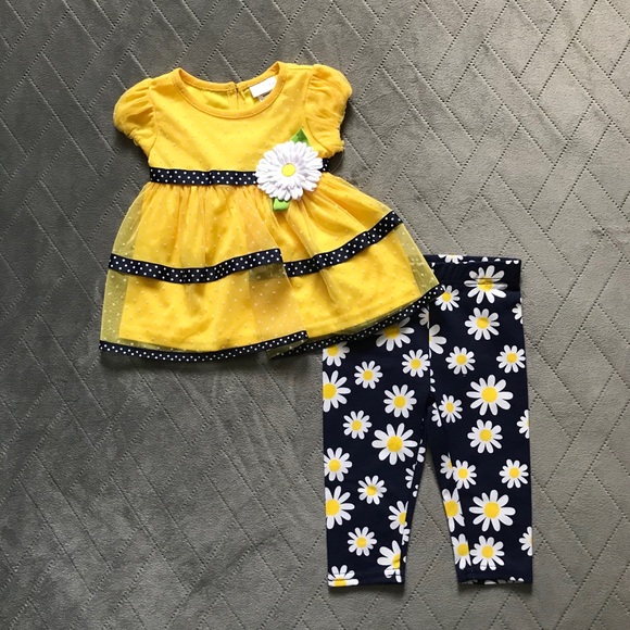 NWT Baby girl daisy spring matching set Sz 6/9 mths - Picture 1 of 5